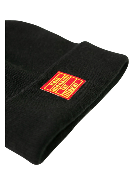 Kein Mensch ist illegal - Winter Hat - Red Patch - Black