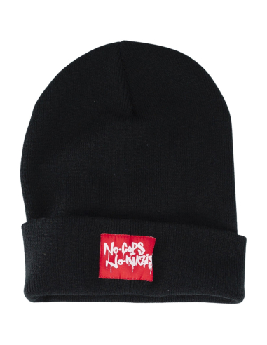 No Cops No Nazis - Winter Hat - Red Patch - Black