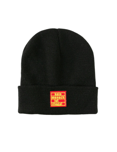 Kein Mensch ist illegal - Winter Hat - Red Patch - Black