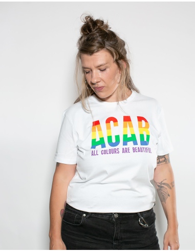 ACAB - All Colours Are Beautiful - No Borders - T-Shirt - White