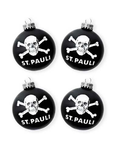 St. Pauli - Weihnachtsbaumkugeln - Totenkopf - 4er Set -