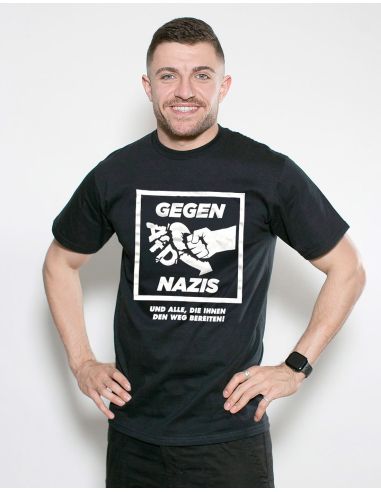 Gegen AFD Nazis - No Borders - T-Shirt - Schwarz