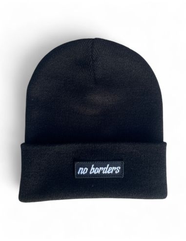 No Borders Logo - Wintermütze - Schwarz/ Weiß