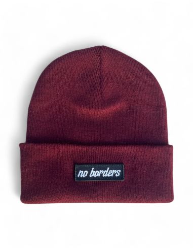 No Borders Logo - Wintermütze - Burgundy