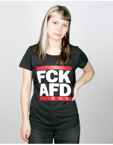 FCK AfD - T-Shirt - Tailliert - No Borders - Schwarz