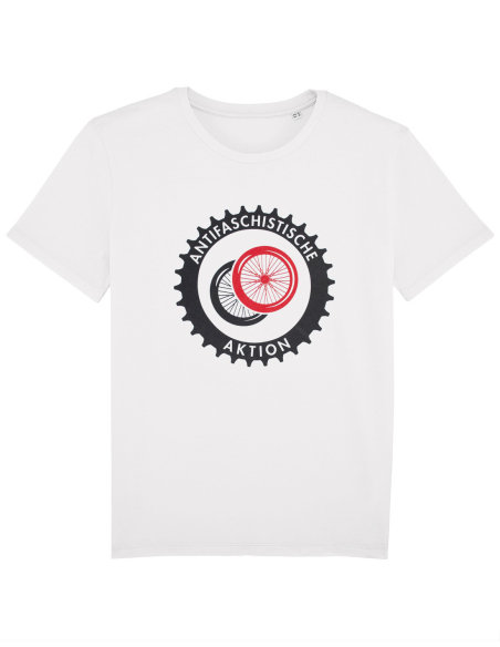 Fahrrad Antifa - No Borders - T-Shirt - Front Print - White